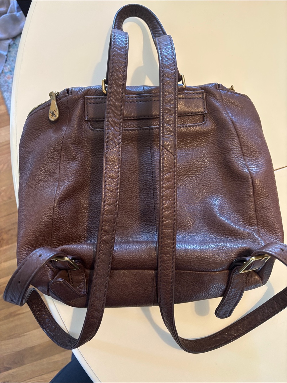 HOBO Chestnut Pebbled Leather Backpack Purse - Picture 5 of 6